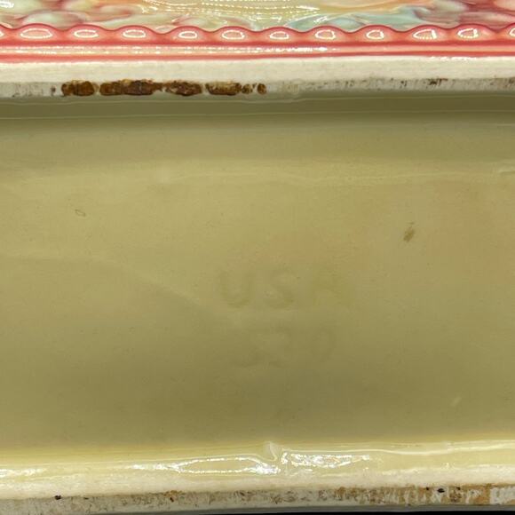 Vintage Shawnee Pottery Mantle Clock USA 530 Set of Two Hanging Wall Planters - Picture 9 of 14